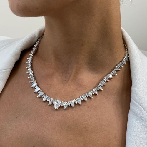 14k Gold Marquise and Pear Cut Lab Grown Diamond, Elegant Tennis Necklace for Women - JBR Jeweler