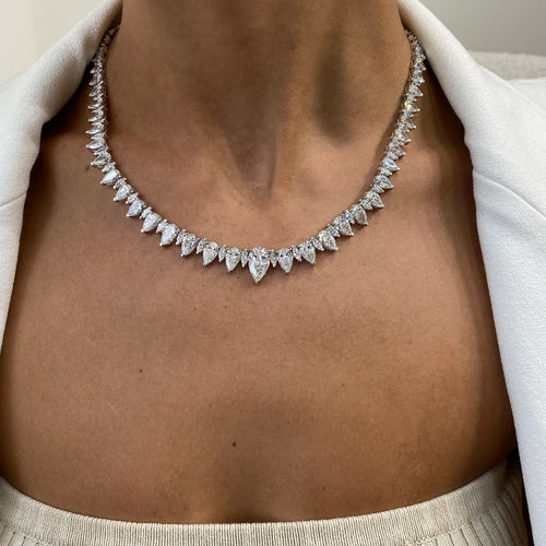 14k Gold Marquise and Pear Cut Lab Grown Diamond, Elegant Tennis Necklace for Women - JBR Jeweler