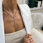 14k Gold Pear Cut Lab Grown Diamond Lariat Tennis Necklace, For Women - JBR Jeweler