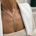 14k Gold Pear Cut Lab Grown Diamond Lariat Tennis Necklace, For Women - JBR Jeweler