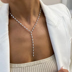 14k Gold Pear Cut Lab Grown Diamond Lariat Tennis Necklace, For Women - JBR Jeweler