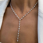 14k Gold Pear Cut Lab Grown Diamond Lariat Tennis Necklace, For Women - JBR Jeweler