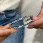 14k White Gold, Round Cut Lab Grown Diamond Prong Setting Bangle Tennis Bracelet - JBR Jeweler