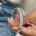 14k White Gold Oval & Round Cut Lab Created Diamond Pave Setting Bangle Tennis Bracelet Gift for Anniversary - JBR Jeweler