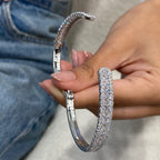 14k White Gold Oval & Round Cut Lab Created Diamond Pave Setting Bangle Tennis Bracelet Gift for Anniversary - JBR Jeweler