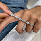 14k White Gold Oval and Round Cut Lab Grown Diamond Prong Setting Tennis Bracelet Bridal Jewelry - JBR Jeweler