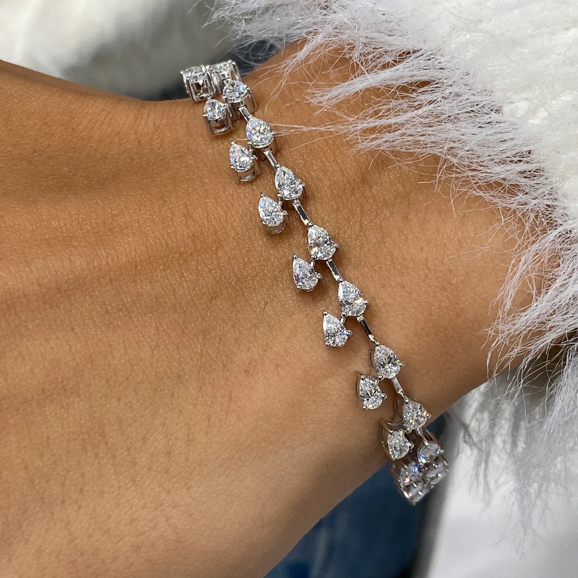 Bracelet de perles en forme de cœur en or 14 carats 