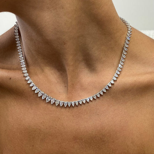 14k Gold 4*3 mm Pear Cut Lab grown Diamond Tennis Necklace, Prong Setting, For Women - JBR Jeweler