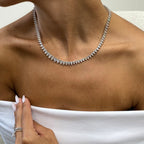 14k Gold 4*3 mm Pear Cut Lab grown Diamond Tennis Necklace, Prong Setting, For Women - JBR Jeweler