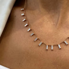 14k Rose Gold, Baguette Cut Lab grown Prong Set  Diamond  Unique Design Necklace - JBR Jeweler