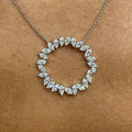 14k Solid Gold Marquise Cut Lab Grown Diamond Prong Setting Necklace, Gift for Anniversary - JBR Jeweler