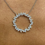 14k Solid Gold Marquise Cut Lab Grown Diamond Prong Setting Necklace, Gift for Anniversary - JBR Jeweler
