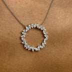 14k Solid Gold Marquise Cut Lab Grown Diamond Prong Setting Necklace, Gift for Anniversary - JBR Jeweler