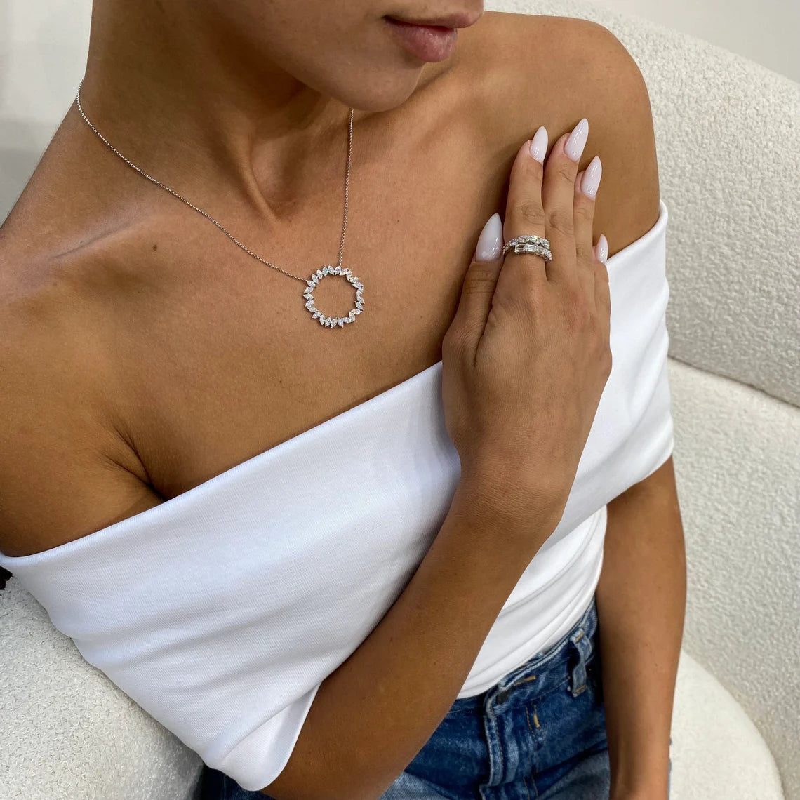 14k Solid Gold Marquise Cut Lab Grown Diamond Prong Setting Necklace, Gift for Anniversary - JBR Jeweler
