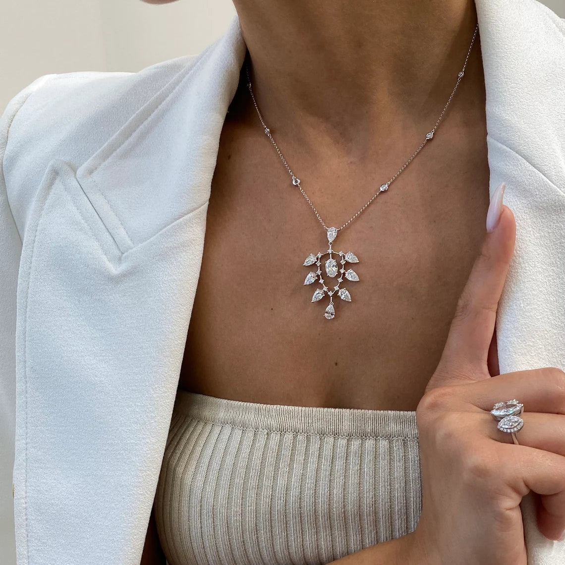 14k Gold Multi Shape Lab Grown Diamond Station Necklace for Women - JBR Jeweler