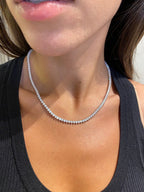 14k Gold 3 mm Lab Grown Round Cut 3 Prong Set Diamond Tennis Necklace Bridal Gift - JBR Jeweler