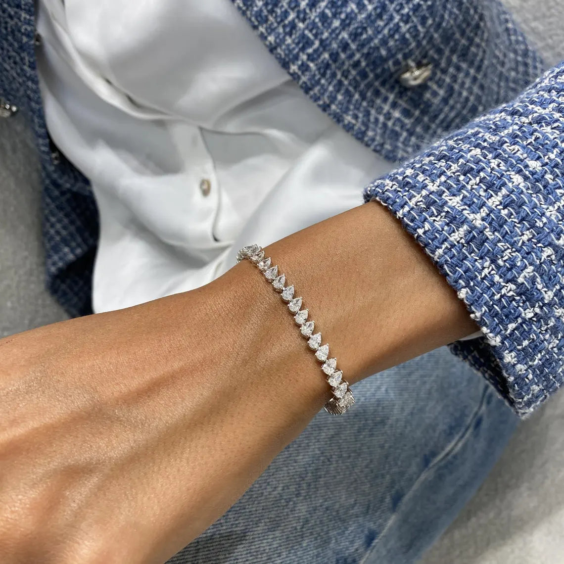 Bracelet de perles en forme de cœur en or 14 carats 