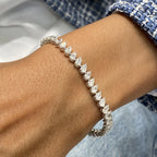 Solid 14k White Gold Pear Cut Lab Grown Diamond Prong Set Tennis Bracelet, Jewelry for Women - JBR Jeweler