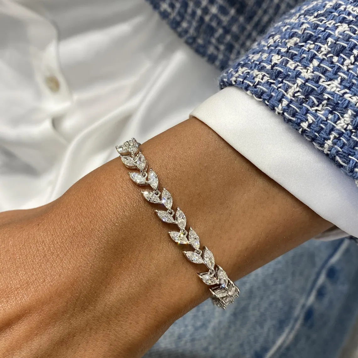 Bracelet de perles en forme de cœur en or 14 carats 