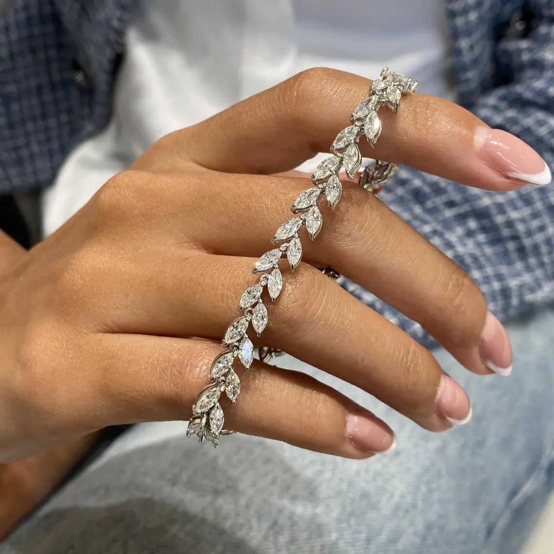 Bracelet de perles en forme de cœur en or 14 carats 