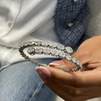 Solid 14k White Gold Oval Cut Lab Grown Diamond Prong Setting Bangle Bracelet, Gift for Anniversary - JBR Jeweler