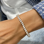Solid 14k White Gold Pear Cut Lab Grown Diamond Prong Set Tennis Bracelet, Jewelry for Women - JBR Jeweler