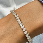 Solid 14k White Gold Pear Cut Lab Grown Diamond Prong Set Tennis Bracelet, Jewelry for Women - JBR Jeweler
