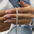 Solid 14k White Gold Pear Cut Lab Grown Diamond Prong Set Tennis Bracelet, Jewelry for Women - JBR Jeweler