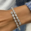Solid 14k White Gold Oval Cut Lab Grown Diamond Prong Setting Bangle Bracelet, Gift for Anniversary - JBR Jeweler