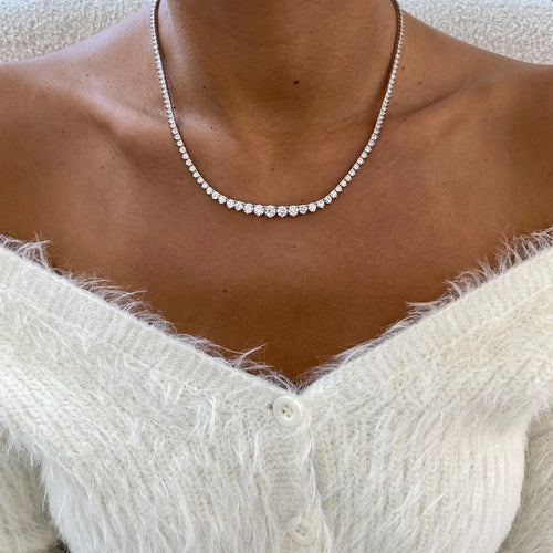 14K Gold Round Cut Lab Grown Diamond Prong Set Choker Necklace - JBR Jeweler