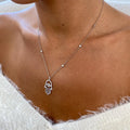 14k White Gold, Round Cut Lab Created Diamond, Unique Design Hamza Necklace Gift for Anniversary - JBR Jeweler