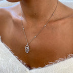 14k White Gold, Round Cut Lab Created Diamond, Unique Design Hamza Necklace Gift for Anniversary - JBR Jeweler