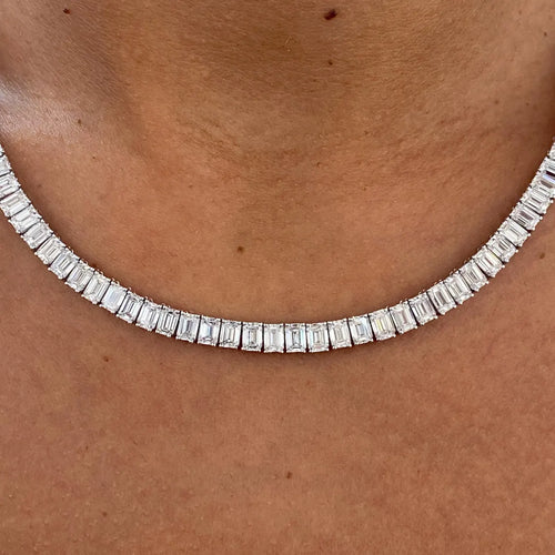 14K Solid Gold 4*3 Emerald Cut Lab Grown Diamond Choker Necklace, Wedding Jewelry - JBR Jeweler