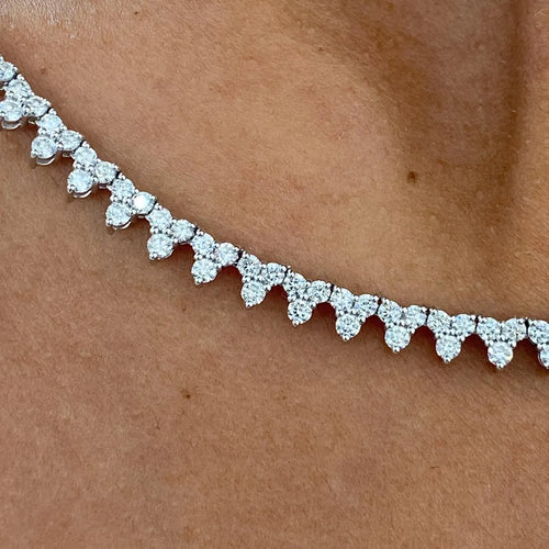 14K Gold, Round Cut Lab-Grown Diamond Cluster Set Choker Necklace Women - JBR Jeweler