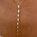 14K Yellow Gold Prong Set Oval Cut Lab-Grown Diamond Lariat Necklace, Anniversary Gift - JBR Jeweler