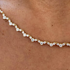 14K Yellow Gold, Pave Set Round Cut Lab-Grown Diamond Necklace - JBR Jeweler