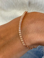 14K Rose Gold Emerald Cut Lab-Grown Diamond Half Eternity Bracelet, Gift for Women - JBR Jeweler