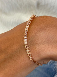 14K Rose Gold Emerald Cut Lab-Grown Diamond Half Eternity Bracelet, Gift for Women