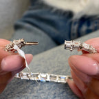 14k White Gold Emerald Cut Lab-Grown Diamond Prong Set Elegant Bangle Bracelet - JBR Jeweler