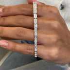 14k White Gold Emerald Cut Lab-Grown Diamond Prong Set Elegant Bangle Bracelet - JBR Jeweler