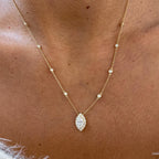 14K Yellow Gold Round & Marquise Cut Cluster Setting Lab-Grown Diamond Pendant Necklace - JBR Jeweler