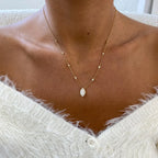 14K Yellow Gold Round & Marquise Cut Cluster Setting Lab-Grown Diamond Pendant Necklace - JBR Jeweler