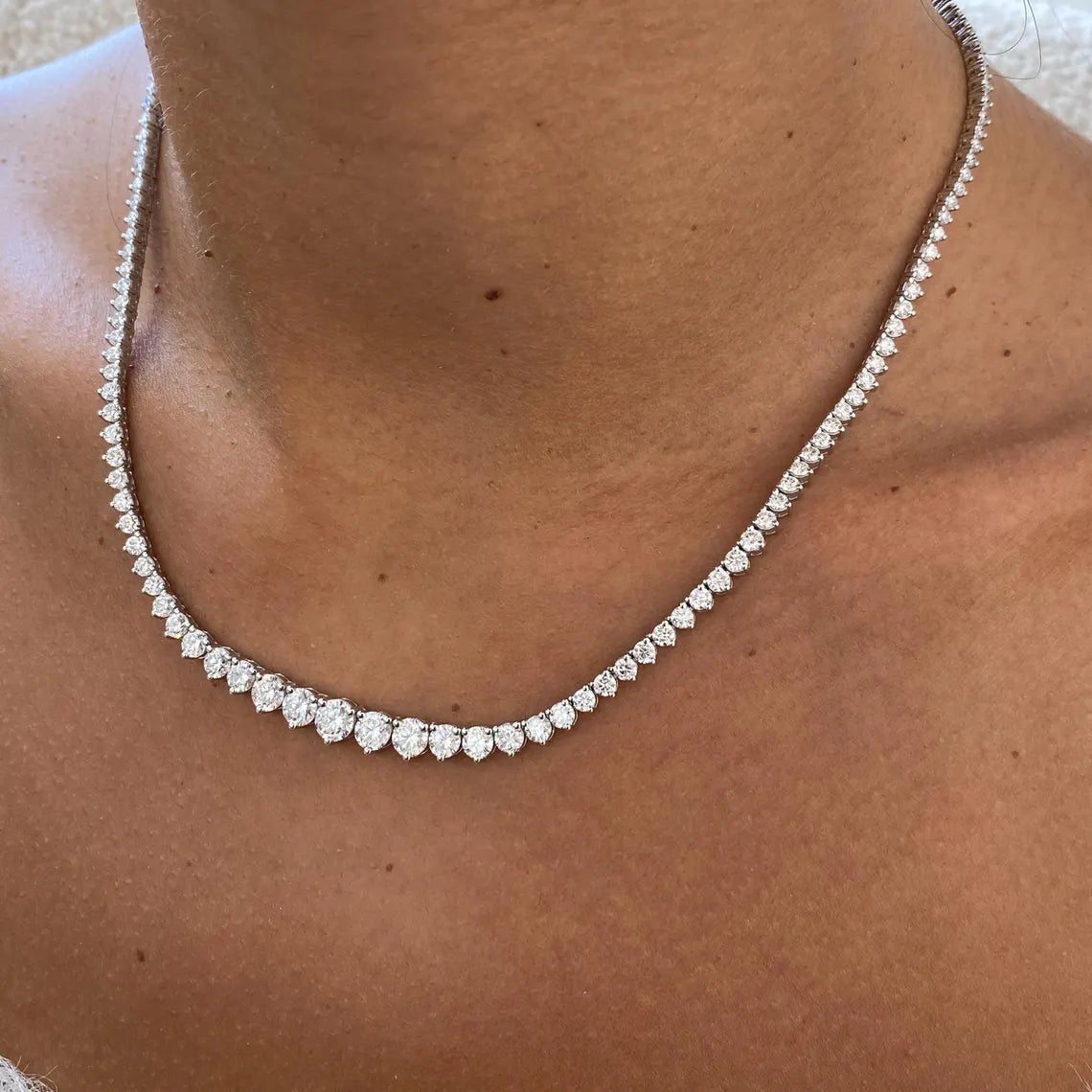 14K Gold Round Cut Lab Grown Diamond Prong Set Choker Necklace - JBR Jeweler