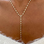 14K Yellow Gold Bezel Set, Marquise Cut Lab Grown Diamond Lariat Necklace for Women - JBR Jeweler