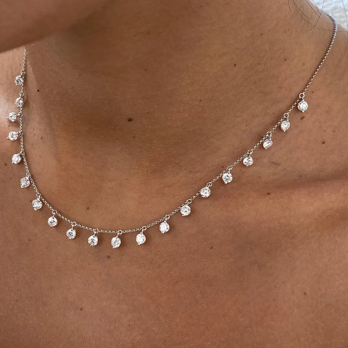 14K Gold Round Cut Lab Grown Diamond Prong Set Necklace Wedding Jewelry - JBR Jeweler