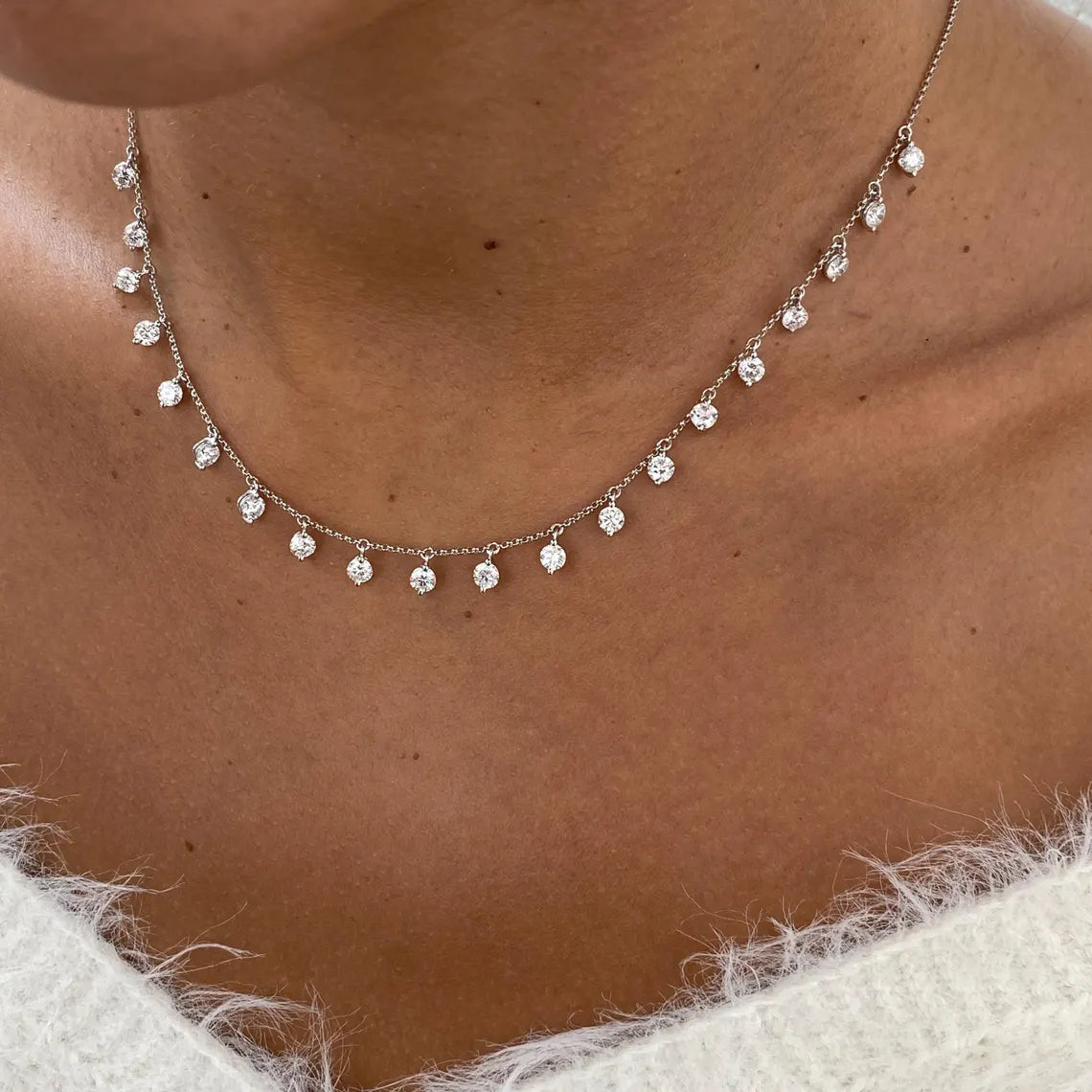 14K Gold Round Cut Lab Grown Diamond Prong Set Necklace Wedding Jewelry - JBR Jeweler