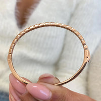 14K Rose Gold Emerald Cut Lab-Grown Diamond Bezel Set Bangle Bracelet ,Birthday Gift