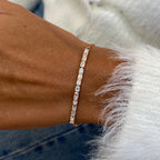 14K Rose Gold Emerald Cut Lab-Grown Diamond Prong Set Half Tennis Bracelet, Bridal Jewelry - JBR Jeweler