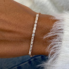 14K Rose Gold Emerald Cut Lab-Grown Diamond Prong Set Half Tennis Bracelet, Bridal Jewelry - JBR Jeweler