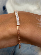 14K Rose Gold Emerald Cut Lab-Grown Diamond Half Eternity Bracelet, Gift for Women - JBR Jeweler